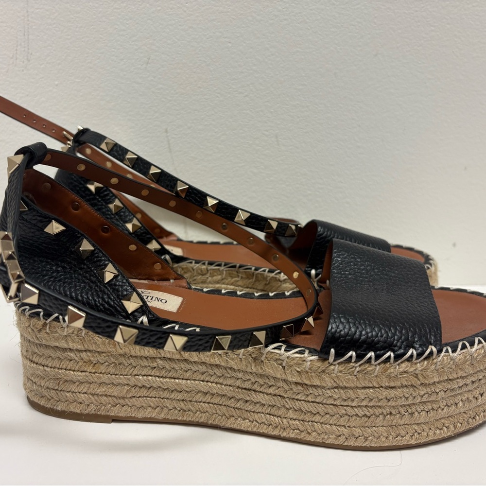 Valentino Black Espadrilles with Studded Detail